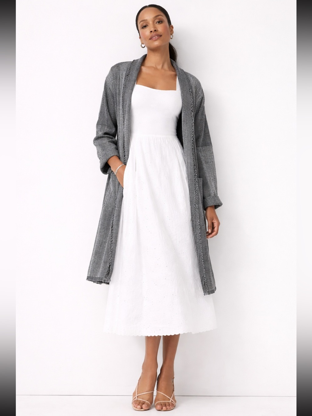 Eileen Fisher Colorblock Shawl Collar Jacket - Picture 6 of 7